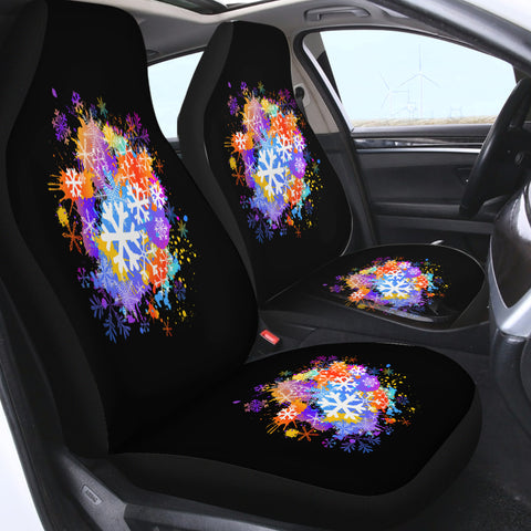 Image of Multi Color White Snowflake SWQT4661 Car Seat Covers