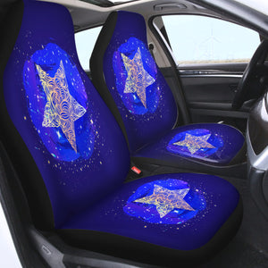 Yellow Curve Star White Dot Blue Theme SWQT4734 Car Seat Covers