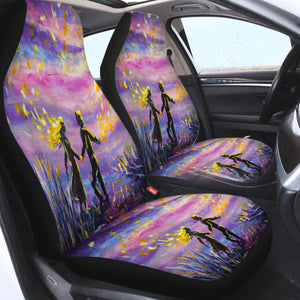 Watercolor Beautiful Love Scene Purple Theme SWQT4736 Car Seat Covers