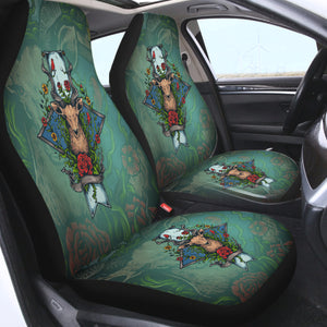 Old School Colorful Floral Deer Head SWQT4740 Car Seat Covers
