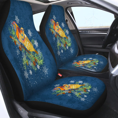 Image of Colorful Geometric Sunbirds In Snow Navy Theme SWQT4745 Car Seat Covers