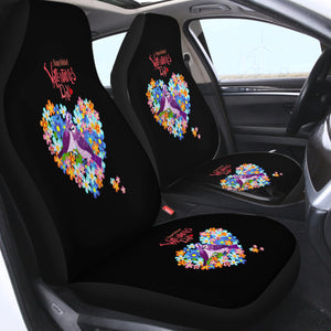 Blue Couple Sunbird In Floral Heart - Valentine's Day SWQT4746 Car Seat Covers