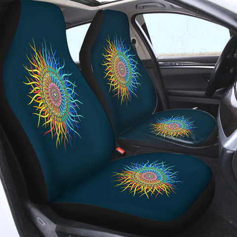 Image of 2-Tone Sun Mandala Orange & Blue SWQT4753 Car Seat Covers