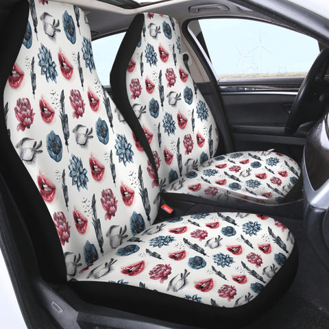 Image of Flower, Feather, Lips Monogram SWQT4754 Car Seat Covers