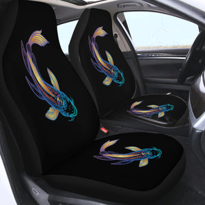 Golden Gradient Blue Purple Fish Koi SWQT4755 Car Seat Covers