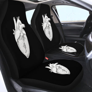 B&W Heart Sketch SWQT4756 Car Seat Covers