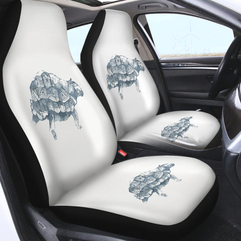 Image of Turtle Pencil Sketch Grey Line SWQT5149 Car Seat Covers