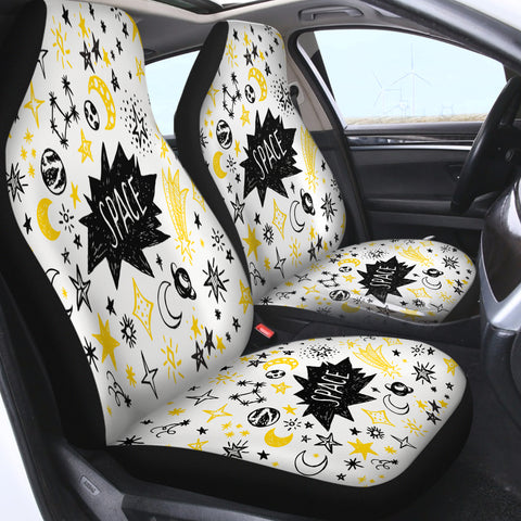 Image of Cute Space Childen Line Sketch SWQT5155 Car Seat Covers