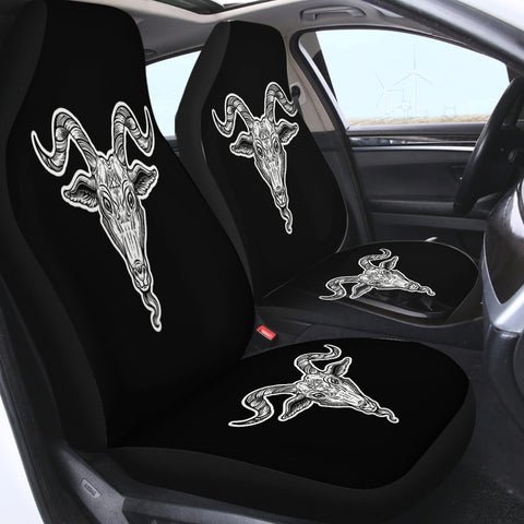 Image of B&W Gothic Goat Head Black Line SWQT5159 Car Seat Covers