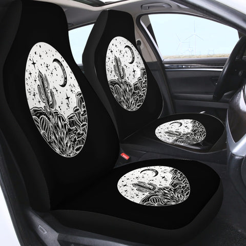 Image of B&W Gothic Cactus In Night Sketch SWQT5160 Car Seat Covers