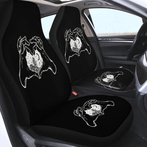 B&W Heart Hands Night Cactus Sketch SWQT5161 Car Seat Covers