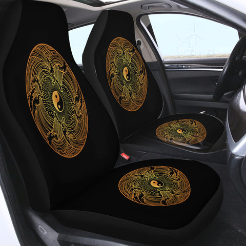 Image of Golden Circle Yin Yang Seamless Wave Pattern SWQT5162 Car Seat Covers