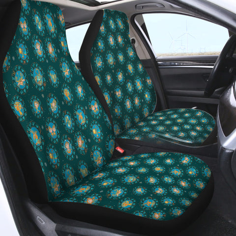 Image of Multi Animal Zodiac Sign Green Theme SWQT5164 Car Seat Covers