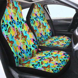 Multi Colorful Butterflies Gradient Pastel Theme SWQT5166 Car Seat Covers