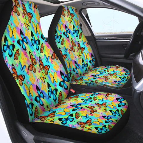 Image of Multi Colorful Butterflies Gradient Pastel Theme SWQT5166 Car Seat Covers