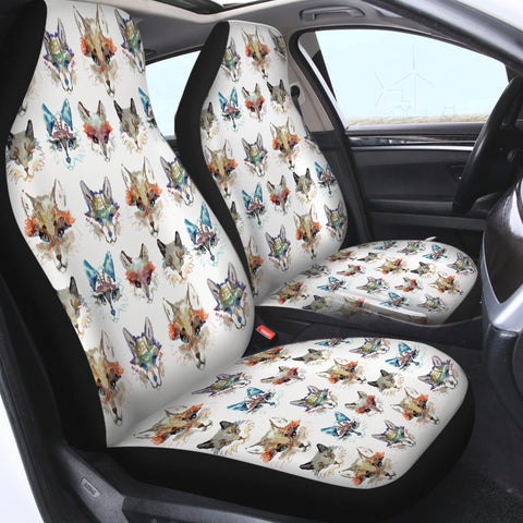 Image of Multi Colorful Fox Watercolor SWQT5167 Car Seat Covers