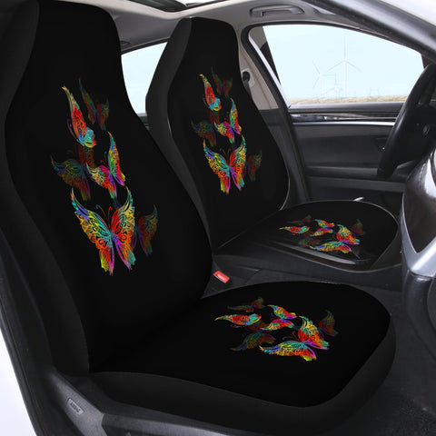 Image of RGB Colorful Butterflies Transparent SWQT5169 Car Seat Covers