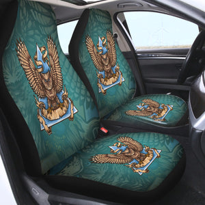 Old School Flying Owl Triangle Green Theme SWQT5173 Car Seat Covers