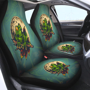 Old School Color Frog Moon Night SWQT5176 Car Seat Covers