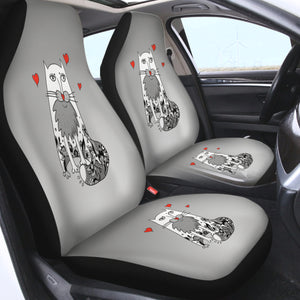 Love Old Cat Grey Theme SWQT5177 Car Seat Covers