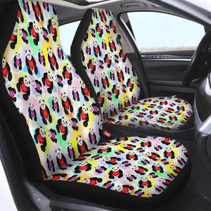 Multi Love Panda Gradient Theme SWQT5180 Car Seat Covers