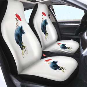 Funny Sunglass Dog & Bear On Bike SWQT5181 Car Seat Covers