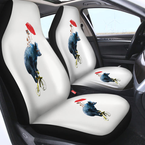 Image of Funny Sunglass Dog & Bear On Bike SWQT5181 Car Seat Covers