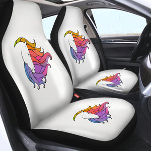 Colorful Unicorn Hair White Theme SWQT5184 Car Seat Covers
