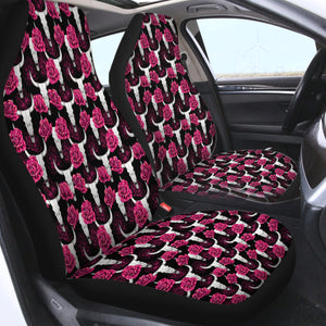 Multi Pink Roses & Buffalo Skull SWQT5186 Car Seat Covers