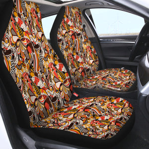Warm Color Tone Art Shape SWQT5187 Car Seat Covers