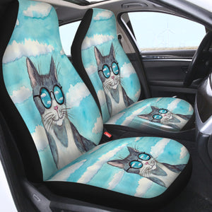 Cute Sunglasses Cat Light Cloud SWQT5195 Car Seat Covers