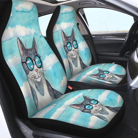 Image of Cute Sunglasses Cat Light Cloud SWQT5195 Car Seat Covers