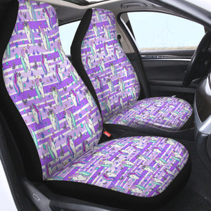 Multi Unicorn Pink Stripes SWQT5196 Car Seat Covers