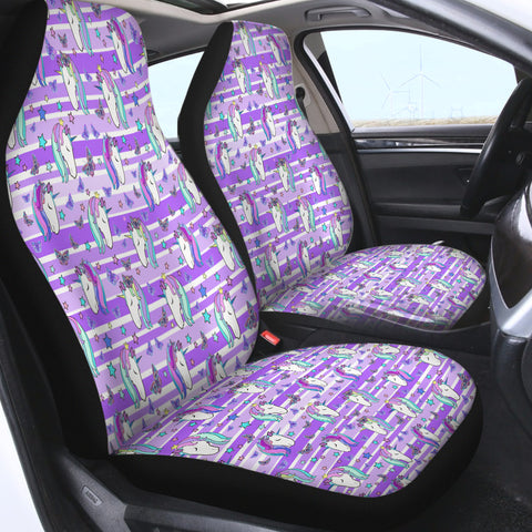 Image of Multi Unicorn Pink Stripes SWQT5196 Car Seat Covers