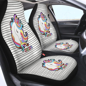 Pastel Sleeping Unicorn Head Stripes SWQT5200 Car Seat Covers