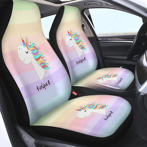 Happy Colorful Unicorn Pastel Stripes SWQT5201 Car Seat Covers