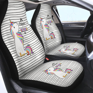 Little Colorful Unicorn Stripes SWQT5202 Car Seat Covers