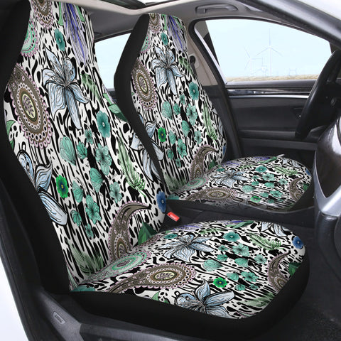 Image of Floral Leopard Pattern Bandana Art SWQT5205 Car Seat Covers