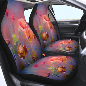 Watercolor Flowers Peach Pink Theme SWQT5241 Car Seat Covers