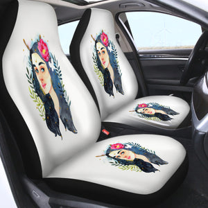 Lady Night Flower Illustration SWQT5247 Car Seat Covers