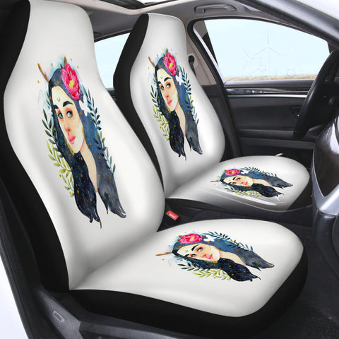 Image of Lady Night Flower Illustration SWQT5247 Car Seat Covers