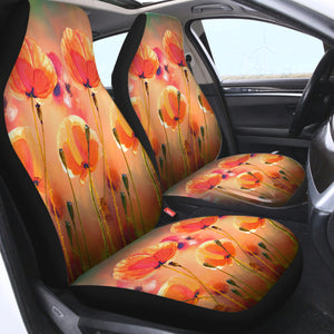 Watercolor Orange Flowers SWQT5249 Car Seat Covers