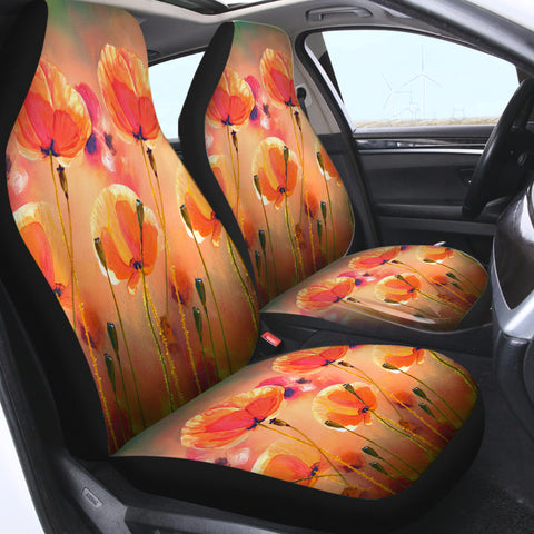 Image of Watercolor Orange Flowers SWQT5249 Car Seat Covers