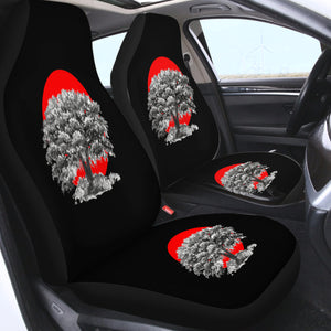 Big Tree Red Sun Japanese Art SWQT5257 Car Seat Covers