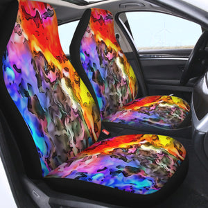 Colorful Waves Watercolor SWQT5259 Car Seat Covers
