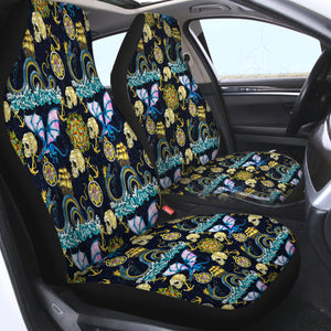 Vintage Dragonflies Skull SWQT5263 Car Seat Covers