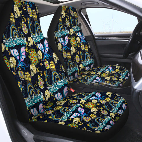 Image of Vintage Dragonflies Skull SWQT5263 Car Seat Covers