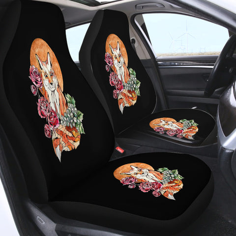 Image of Watercolor Floral Fox Illustration SWQT5266 Car Seat Covers