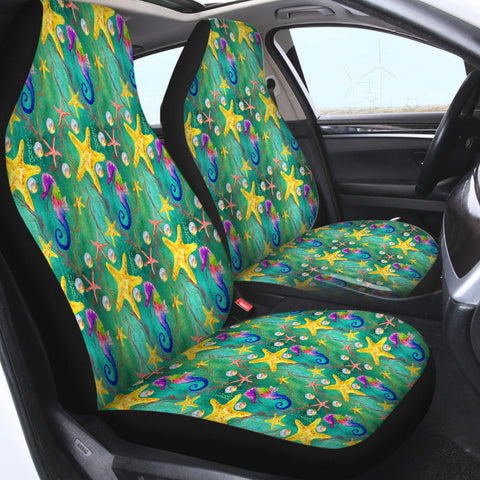 Image of Multi Seahorses & Starfishes SWQT5328 Car Seat Covers