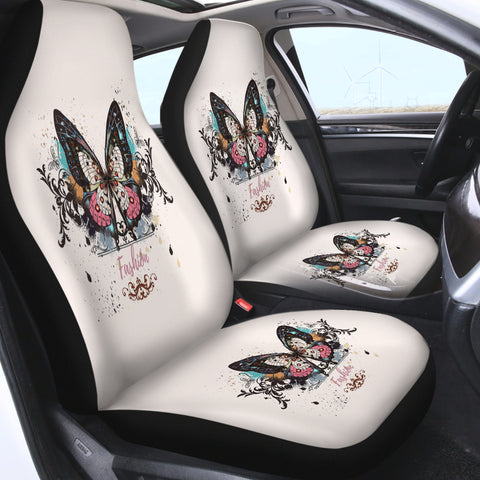 Image of Fashion Butterfly White Theme SWQT5330 Car Seat Covers